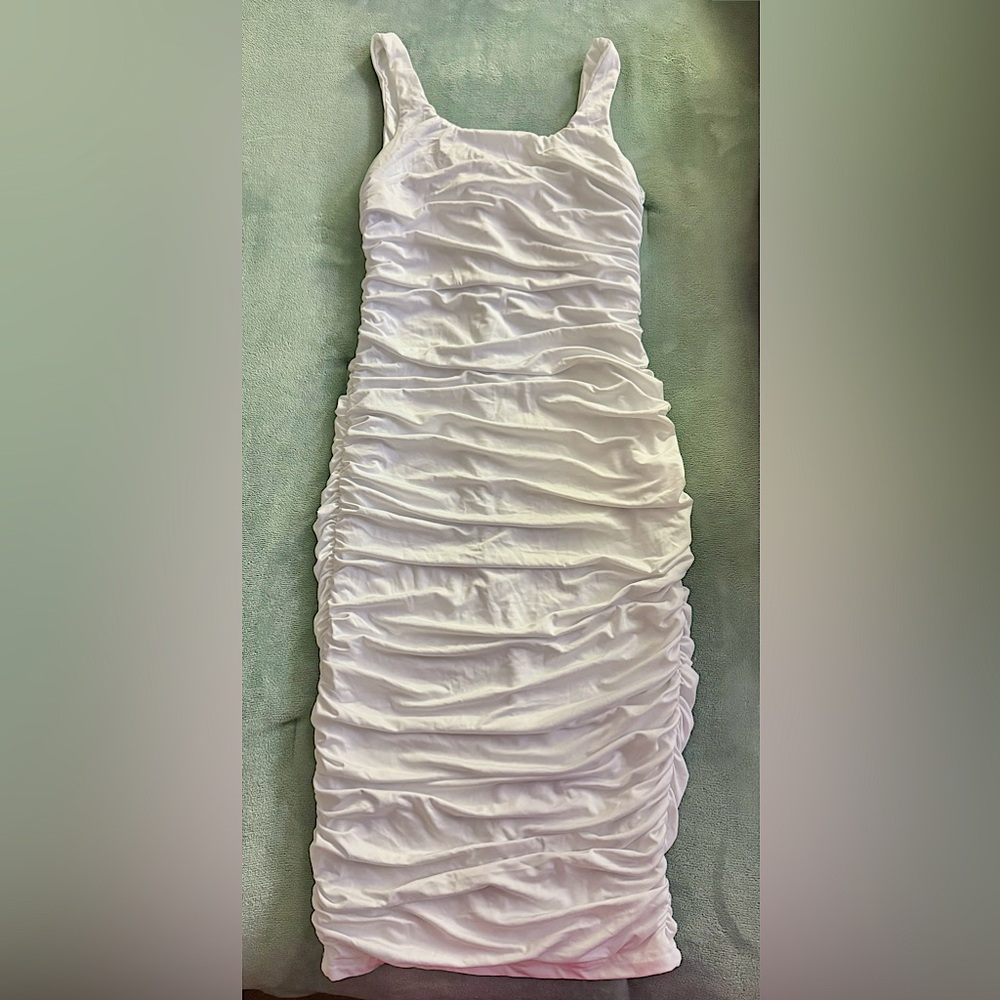Sexy white ruched dress - priced to sell!!
